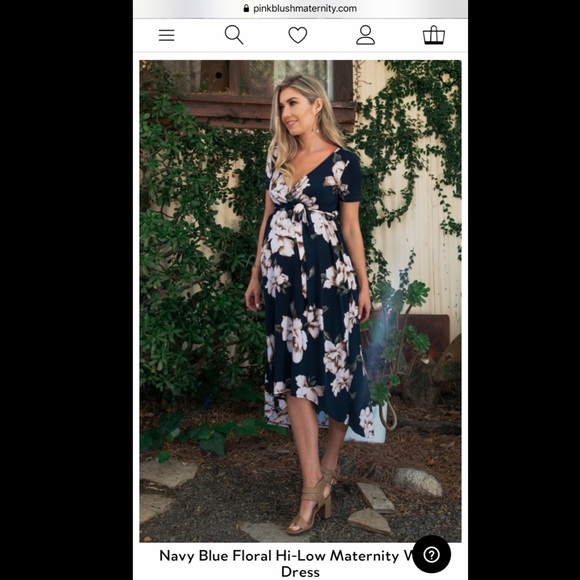 Navy Blue Floral Hi-Low Wrap Dress - Picture 6 of 8